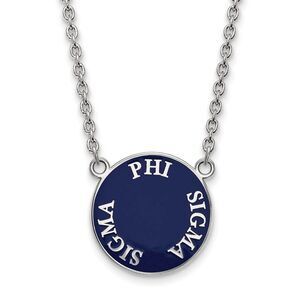 Sterling Silver Phi Sigma Sigma Large Enamel Disc Necklace